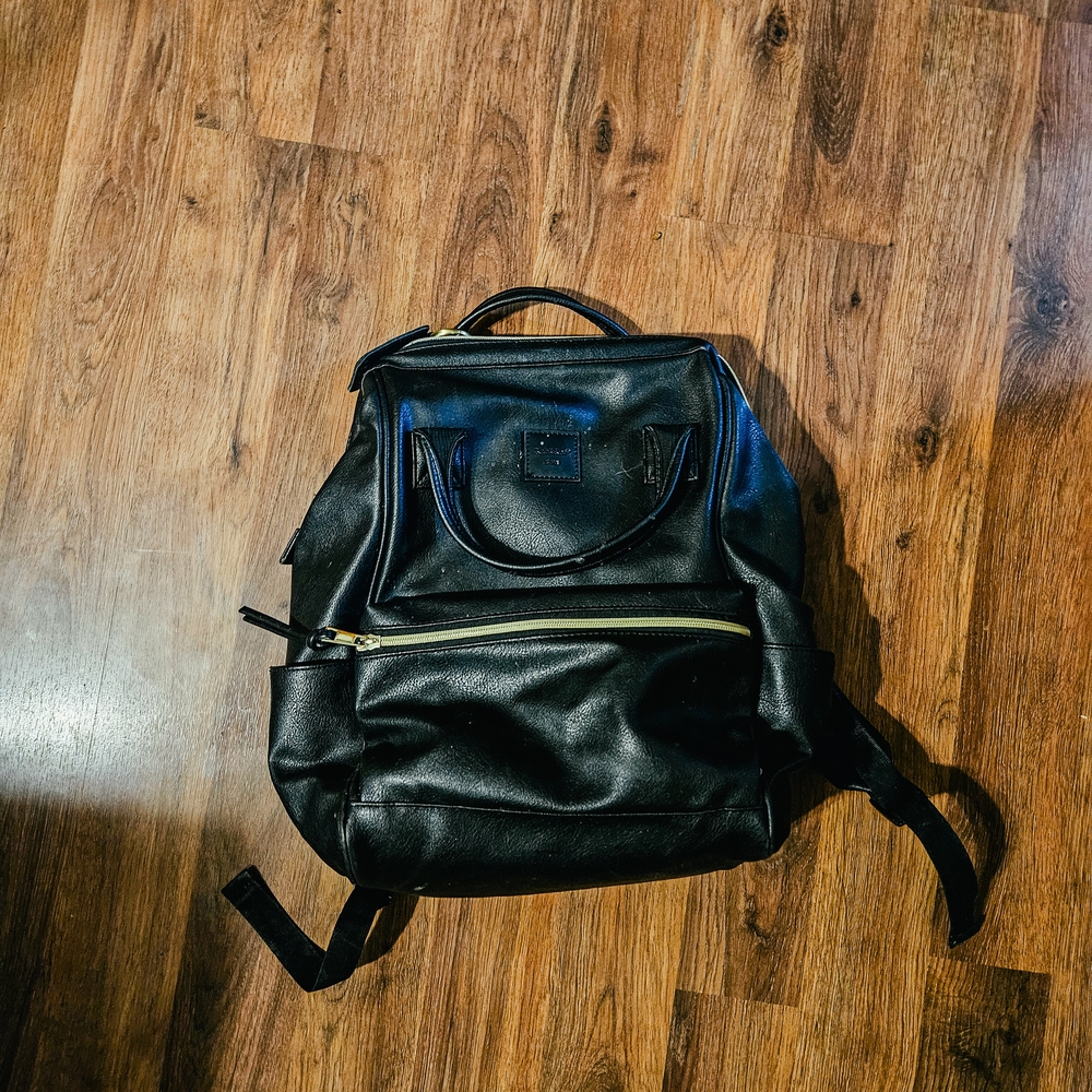 Stylish Black Leather Backpack